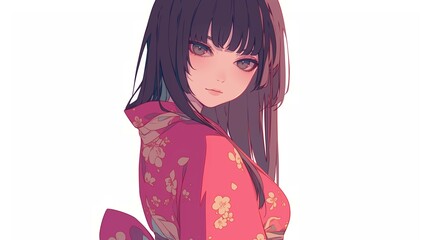 アニメ調の美少女の切り抜き用素材