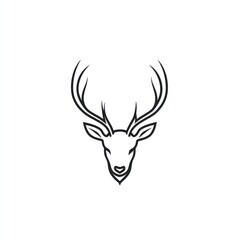 Elegant deer head line art, white background, logo design (3)