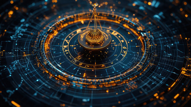 Leo zodiac sign against horoscope wheel. Astrology calendar. Esoteric horoscope and fortune telling concept