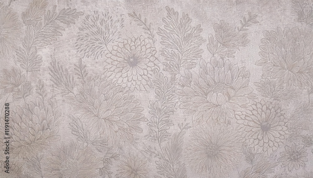 Poster subtle beige floral texture with embossed chrysanthemum and fern patterns, perfect for elegant inter