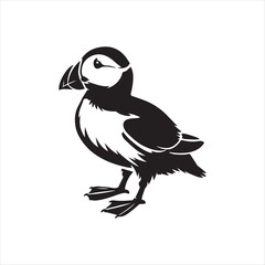 Obraz premium Puffin silhouette vector illustration clipart black color design and solid white background 