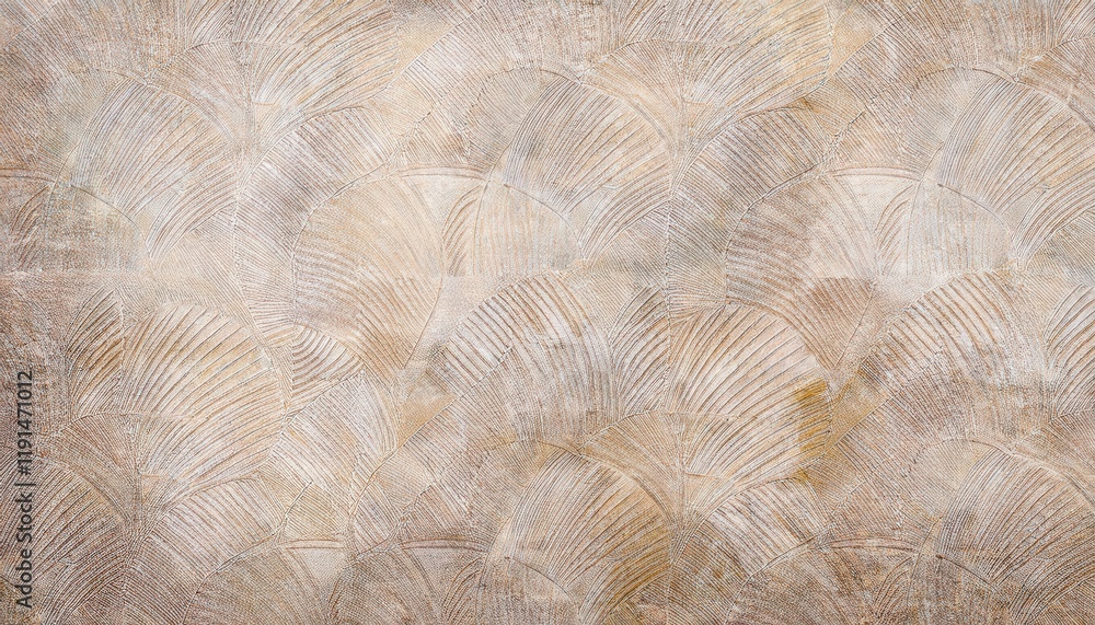 Poster abstract textured pattern with beige and white overlapping leaf like brush strokes, ideal for artist