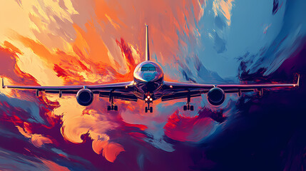 Abstract art jet in sky. created with generative ai. Starstream. Illustration