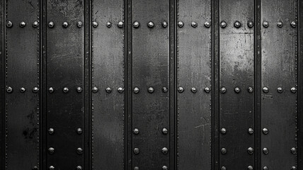 Industrial-style wallpaper featuring riveted steel panels with a weathered finish, offering a raw, industrial aesthetic with a vintage touch, perfect for urban-inspired interiors.
