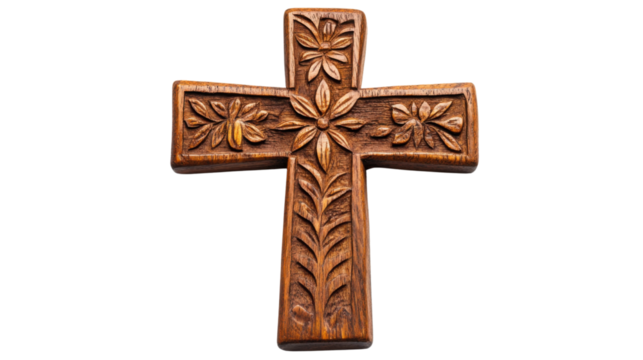 Wooden cross transparent background