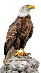 Obraz premium Majestic Eagle Perched on a Rock in a Natural Setting
