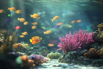 Obraz premium Vibrant underwater DSLR image of coral reef lagoon