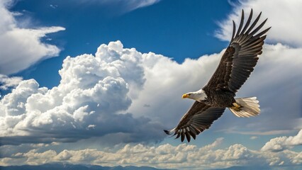 Eagle Soaring Above Clouds, american bald eagle
