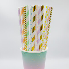 Pastel Paper Drinking Straws