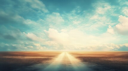 Serene Landscape With A Road Leading To The Horizon
