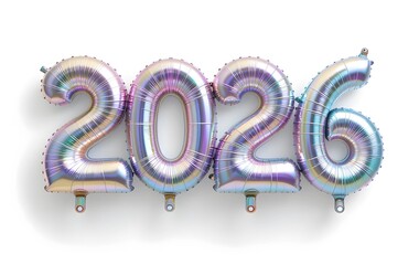  Festive Illustration Celebrating New Year 2026 Isolated on White Background