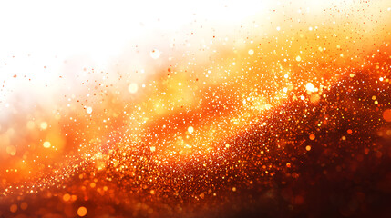 Obraz premium Vibrant Orange and Gold Glittering Bokeh Background with Sparkling Particles and Warmth Glow