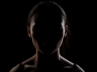 silhouette of a woman's face in shadows