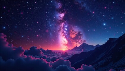 Fototapeta premium Brilliant meteors illuminating the inky blackness, stars twinkling , night sky photography, darkness