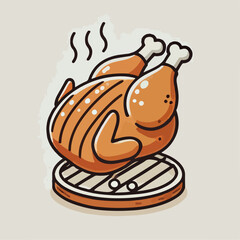 roast chicken vector illustration