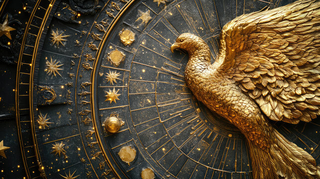 Virgo zodiac sign against horoscope wheel. Astrology calendar. Esoteric horoscope and fortune telling concept