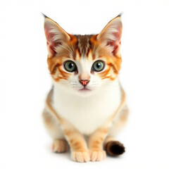 Adorable Kitten Illustration with Bright Eyes on White Background - Perfect for Pet Lovers and Animal-Themed Designs
