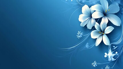 Elegant Light Blue Flowers On A Dark Blue Background