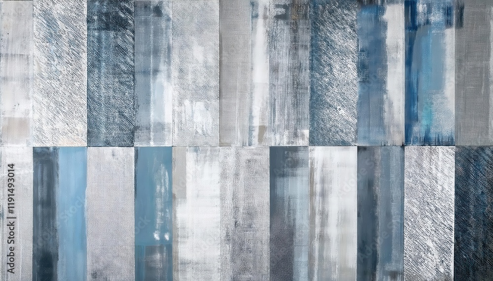 Aufkleber abstract blue gray textured wall art with vertical brushstrokes and layered patterns, ideal for mode