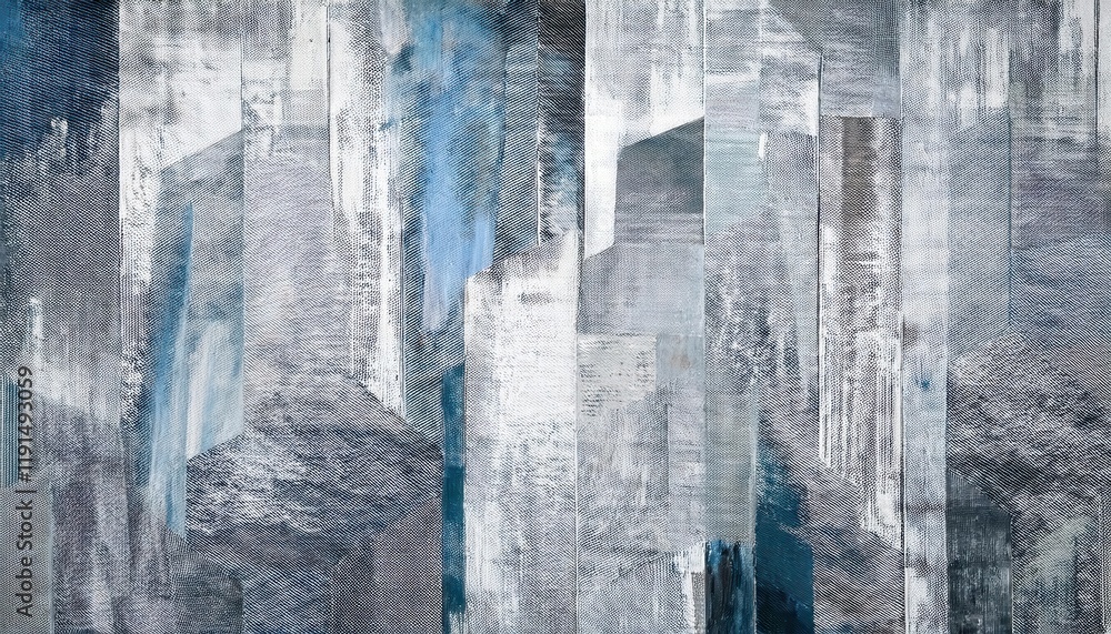 Poster abstract blue gray textured wall art with vertical brushstrokes and layered patterns, ideal for mode