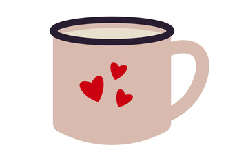 Stylish cup with hearts. Morning element