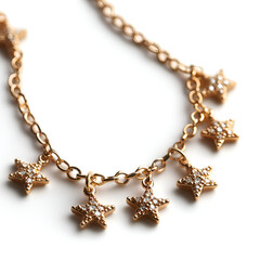 Fototapeta premium Elegant Gold Star Necklace with Rhinestones Ideal for Fashionable Women and Holiday Gifts