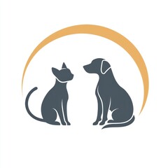 Obraz premium Cat and dog silhouettes for veterinary clinic or animal shelter design