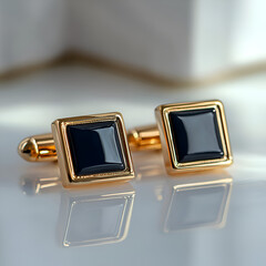 Elegant Black and Gold Cufflinks for Men's Formal Wear and Accessories