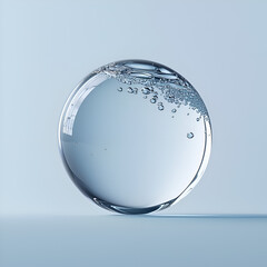 Clear Blue Water Droplet on Glass Sphere Abstract Art