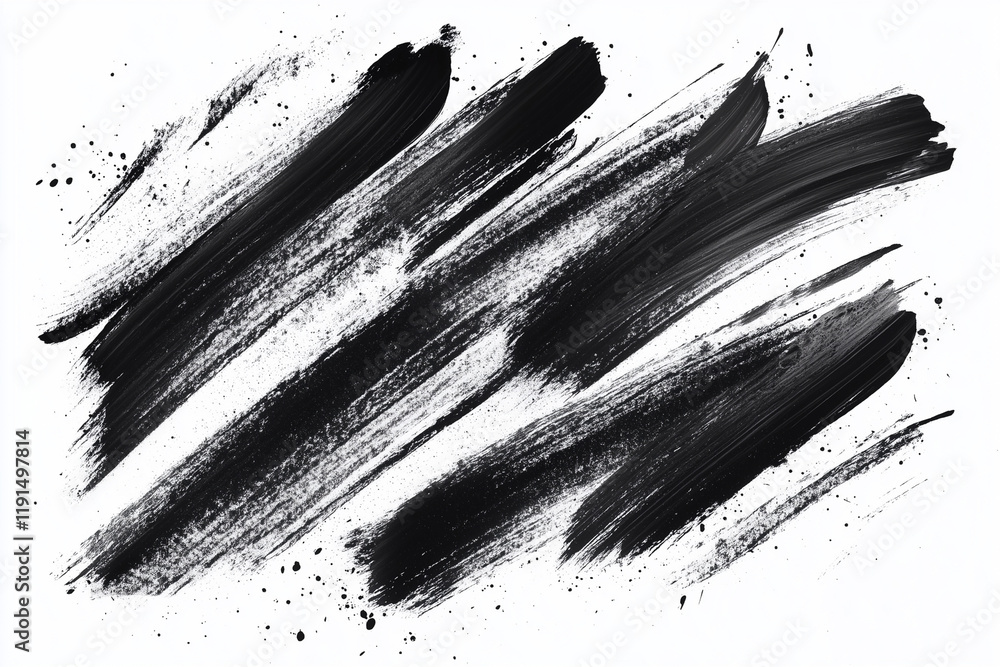 Poster black and white brush strokes on the white background create a sense of movement and energy. the bol