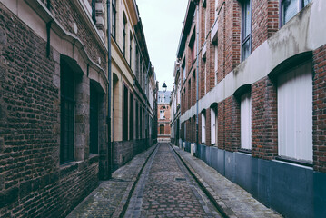 Dark empty streets of the european city