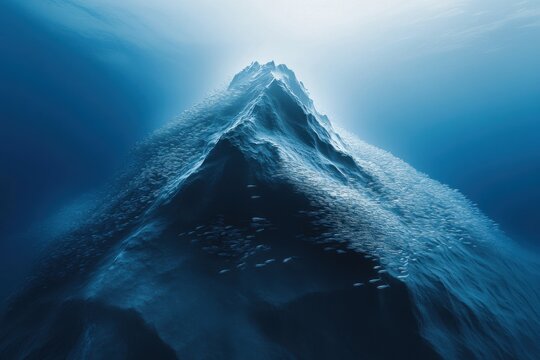 Underwater photo seamount fish vortex dramatic lighting and scale