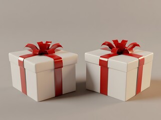 Obraz premium white gift with red ribbon on white background