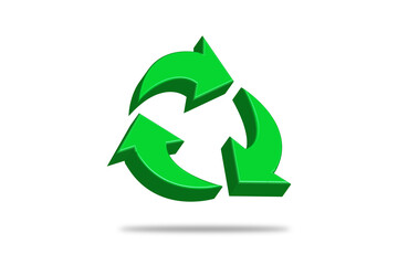 Recycle symbol on white background