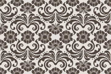 Motifs Ikat floral paisley embroidery background.geometric ethnic oriental pattern traditional.Aztec-style abstract. design for texture, fabric, clothing, wrapping, decoration