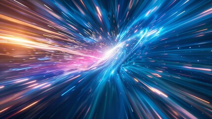 Vibrant depiction of solar energies streaming towards earth with dynamic light streaks