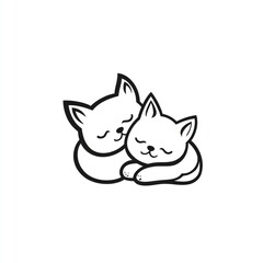 Obraz premium Two cats sleeping, cuddling each other, white background, suitable for pet care business