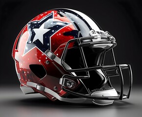 Modern American Football Helmet with Patriotic Stars and Stripes Design, Perfect for Sports, Team Spirit, and USA-Themed Projects