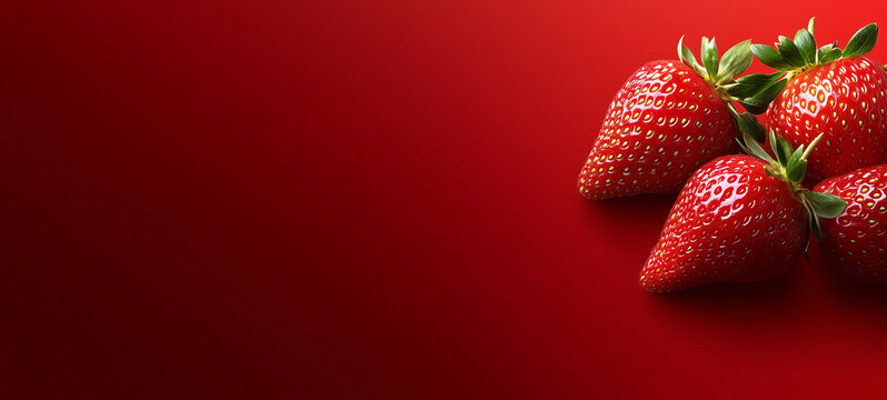 red strawberries in the white background, copy space
