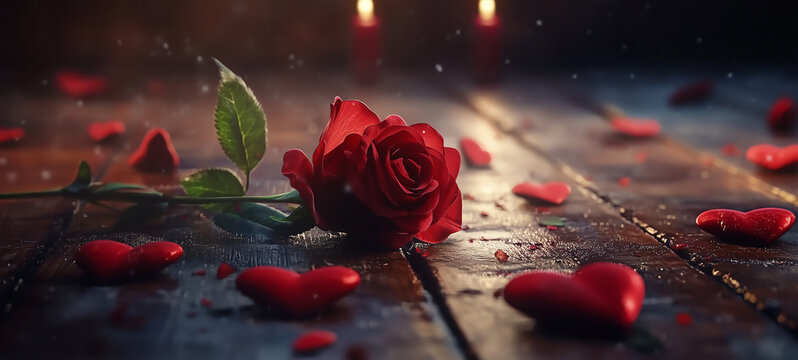 valentines day background with rose and red roses
