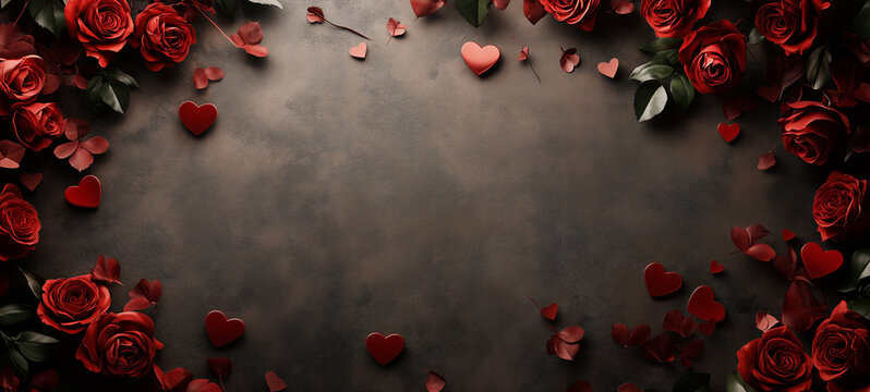 valentines day background with rose and red roses