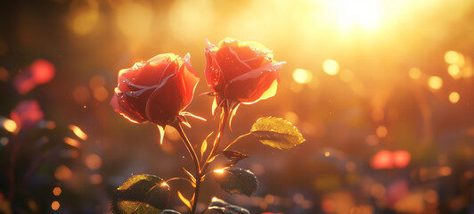 Obraz premium valentines day background with rose and red roses
