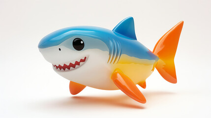 Cartoon Shark Toy in Blue and White Colors Representing Children's Playthings
