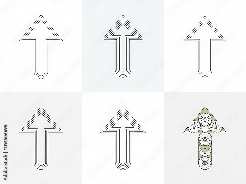 Poster variations of an upward pointing arrow design
