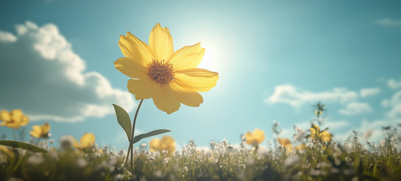 beautiful yellow sunflower in the garden