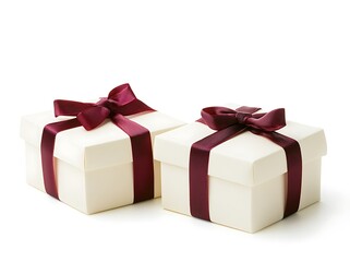 Obraz premium white gift with red ribbon on white background