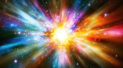 Colorful Cosmic Explosion in Space - A Vibrant Burst of Light and Energy