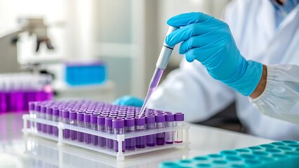 Laboratory Scientist Conducting Research with Test Tubes and Pipette in a Controlled Environment  