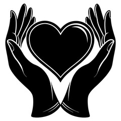 heart in hands vector