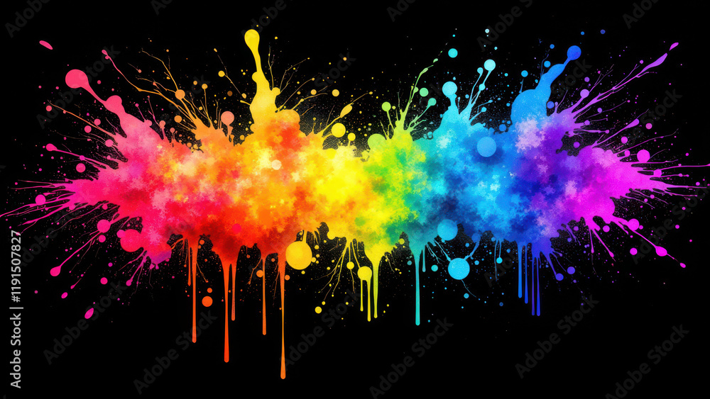 Poster vibrant and colorful abstract background with splashes of paint.